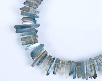Natural Crystal Quartz Point Beads.Mysterious Crystal Quartz Point.Bright Crystal Beads.Good Quality Crystal Point Beads.Top Drilled Beads.