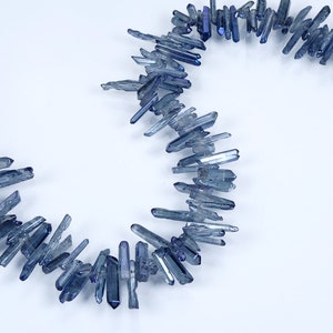 Natural Crystal Quartz Point Beads.Gray Crystal Quartz Point.Polish Bright Crystal Beads.Good Quality Crystal Point Beads.Top Drilled Beads.
