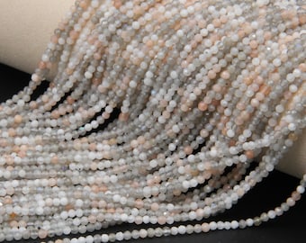 Semi Precious Stone Beads,Natural Moonstone Faceted Round Beads,2mm 3mm 4mm Gemstone Beads,Loose Faceted Beads,Good Quality Gemstone Beads.