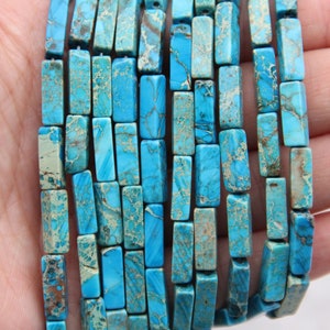 Natural Imperial Jasper Beads,4x13mm Blue Rectangle Imperial Jasper Bead,Sea Sediment Imperial Jasper,For Diy Jewelry Necklace/Bracelet Bead