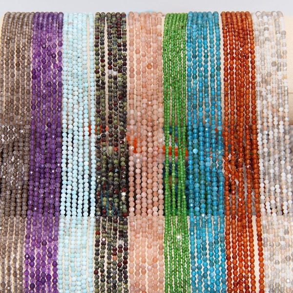 2mm Natural Semi Precious Stone,Smoky Quartz,Amethyst,Larimar,Dragon Stone,Sunstone, Chrome Diopside,Apatite,Spessartine Garnet,Moonstone.