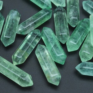 Green Fluorite Double Terminated Point Beads,For DIY/Jewelry Making Beads,No Hole Pendants,Double Point Beads,Meditation Point Beads.