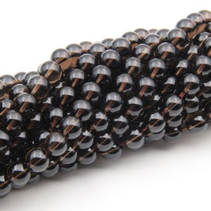 Smokey Quartz Crystal Beads,6mm 8mm 10mm Smooth Round Beads,Quartz Round Beads,Smokey Crystals Loose Beads,Jewelry Smokey Quartz Gemstone.