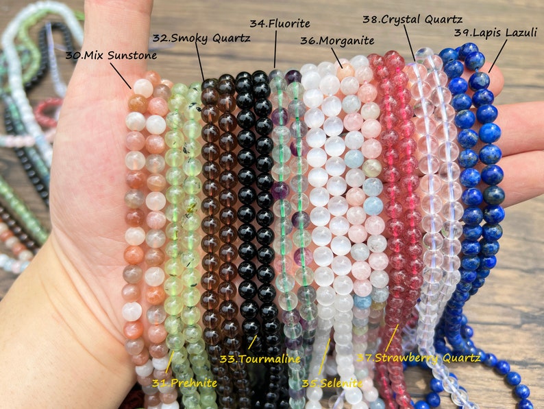 Perles rondes en pierres précieuses naturelles, perles rondes lisses de 6 mm/8 mm/10 mm, améthyste/quartz rose/cristal/jade Plus choisissez des perles rondes, pour la fabrication de bijoux. image 5