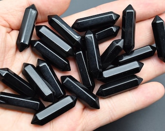 Black Obsidian Double Terminated Point Beads,For DIY/Jewelry Making Beads,No Hole Pendants,Double Point Beads,Meditation Point Beads.
