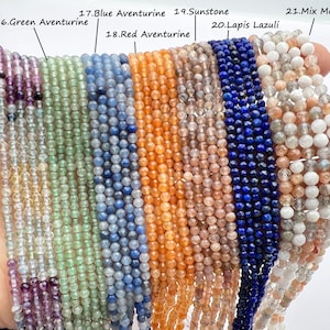 Natural Faceted Crystal Beads,2mm/3mm/4mm Gemstone Faceted Beads,Cut Round Crystal Beads,Small Size Gemstone Beads,For Jewelry Making Beads. image 4