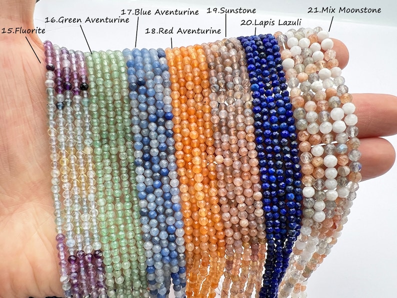 Natural Faceted Crystal Beads,2mm/3mm/4mm Gemstone Faceted Beads,Cut Round Crystal Beads,Small Size Gemstone Beads,For Jewelry Making Beads. image 4