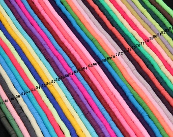 6MM 88 Colors Heishi Beads,6x1MM Vinyl Heishi Disc Beads,Polymer Clay African Vinyl Disc Bead,Wholesale Vinyl Heishi DIY Making Jewelry Bead