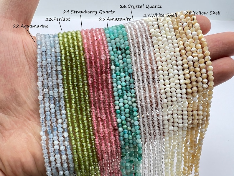 Natural Faceted Crystal Beads,2mm/3mm/4mm Gemstone Faceted Beads,Cut Round Crystal Beads,Small Size Gemstone Beads,For Jewelry Making Beads. image 5