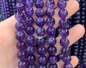 Amethyst Round Beads,6mm 8mm 10mm Round Gemstone Beads,Polish Smooth Amethyst Stone Beads,Crystals Beads,Loose Strand Amethyst Stone Beads.