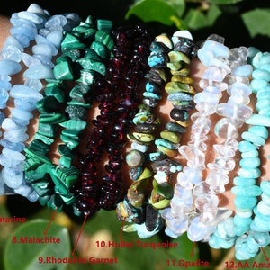 48 Kinds Of Chip Bracelet,Healing Braclet,Stretchy Chip Beads Bracelet,Crystal/Rose Quartz/Amethyst/Malachite More Bracelets,For Her Gift. image 3