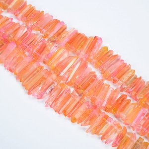 15.9 inch Natural Raw Crystals Tower Beads,Orange Quartz Point Beads,Obelisk Crown Making Crystals Beads,Stick Crystals Gemstone Beads.