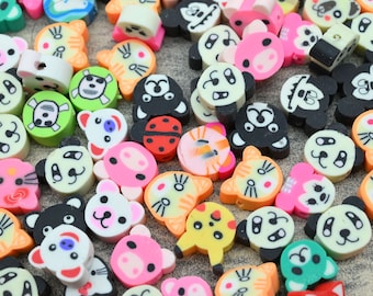 50 Pieces/10mm Mix Animals Polymer Clay Beads,Loose Polymer Clay Beads,For Jewelry Made Beads,For Bracelet Beads,Kids Beads,Wholesale Beads.
