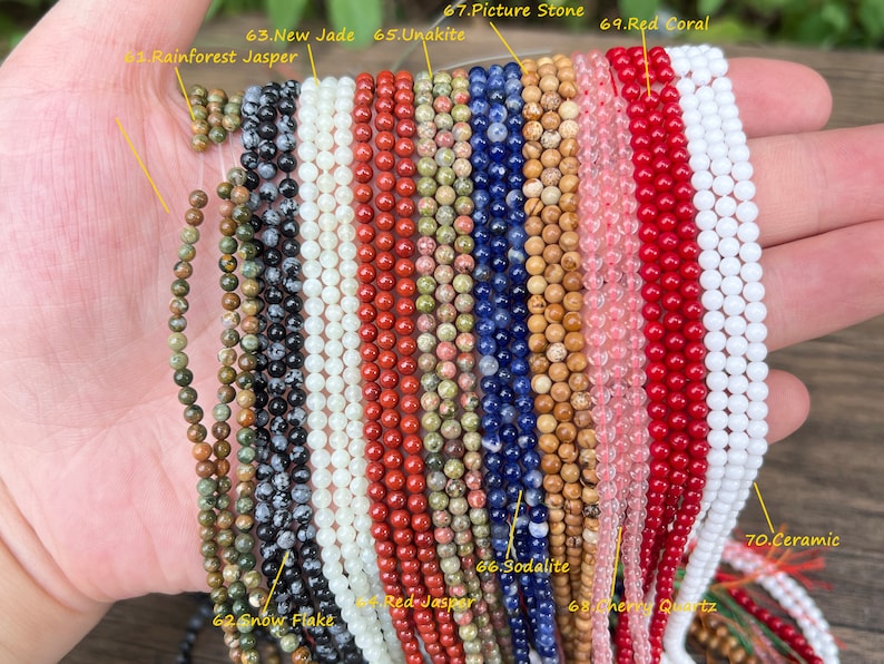 Natural Gemstone Round Beads,2mm/3mm/4mm Smooth Round Beads,Amethyst/Rose Quartz/Crystal/Jade More Choose Round Beads,For Jewelry Making. image 8