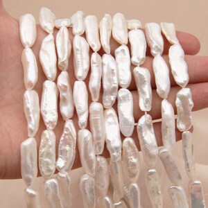 Freshwater Pearl Charms Beads,Length Pillar White Beads,Center Drilled Pearl Beads,High Quality Wedding Pearls Beads,Pearl Jewelry Beads.