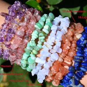 48 Kinds Of Chip Bracelet,Healing Braclet,Stretchy Chip Beads Bracelet,Crystal/Rose Quartz/Amethyst/Malachite More Bracelets,For Her Gift. image 4