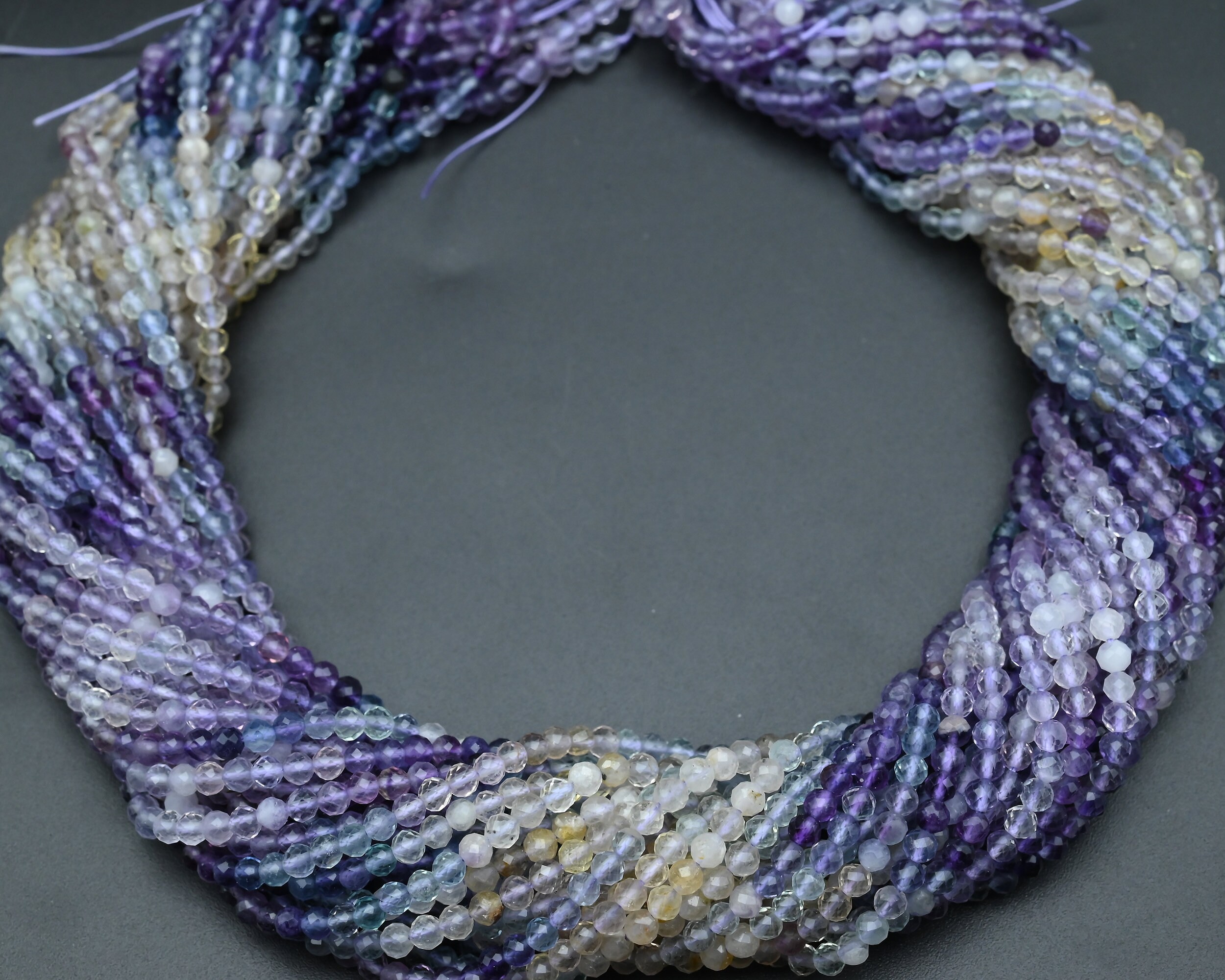 thumbnail image 2 of Natural Faceted Round Fluorite Gemstone Beads – 8mm, DIY Jewelry Making (15+ Pcs) 2 of 3