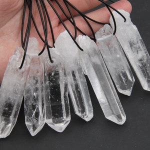 AAAA Raw Crystals Tower Pendants,Clear Crystals Quartz Tower Pendants,Leather Crystals Crown Pendants,Boho Crystals Tower Charms Pendants.