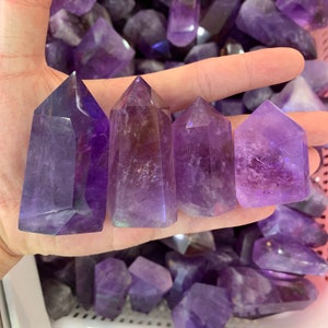 Natural Amethyst Crystal Quartz Tower.Crystal Wedding Decor,Obelisk Amethyst Wands. Cuspidal Crystal  Tower/Wands.Decor Crystal Quartz Tower