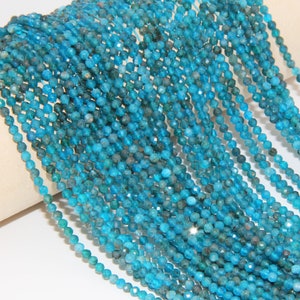 Natural Apatite Faceted Round Beads,2mm/3mm/4mm Semi Precious Stone Beads,High Quality Loose Faceted Round Beads,Genuine Gemstone Beads.