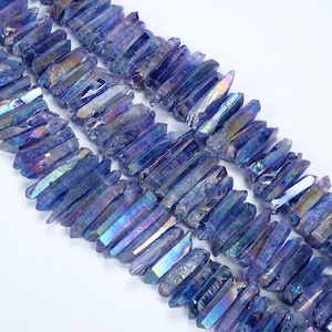 15.9 inch Natural purple AB Crystal Quartz Points,Raw tower shape Quartz Point Beads,High qualite Crystal Quartz Top Drilled Gemstone point