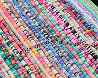 6MM 33 Colors Vinyl Heishi Disc Beads,6x1MM Vinyl Beads,Polymer Clay African Vinyl Disc Beads,Wholesale Vinyl Heishi DIY Making Jewelry Bead