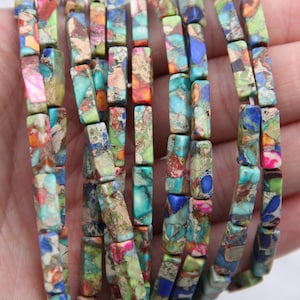 Natural Imperial Jasper Beads,4x13mm Mix Color Rectangle Imperial Jasper Bead,Sea Sediment Imperial Jasper,For Diy Jewelry Necklace/Bracelet