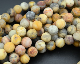 Perles rondes d’agate folles naturelles, perles rondes mates, pour bracelet / collier / perles de fabrication de bijoux DIY.4mm, 6mm.8mm, perles rondes de 10mm.