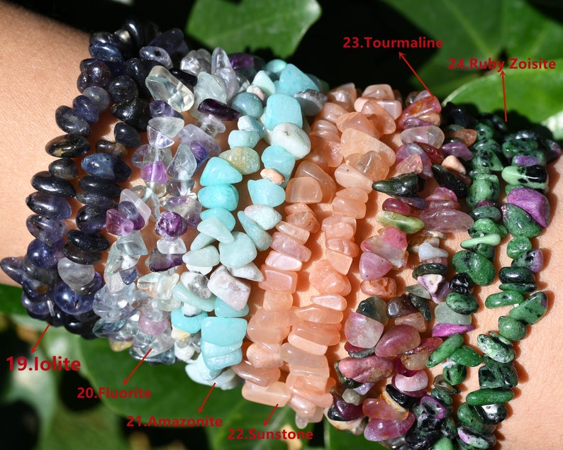 48 Kinds Of Chip Bracelet,Healing Braclet,Stretchy Chip Beads Bracelet,Crystal/Rose Quartz/Amethyst/Malachite More Bracelets,For Her Gift. image 5