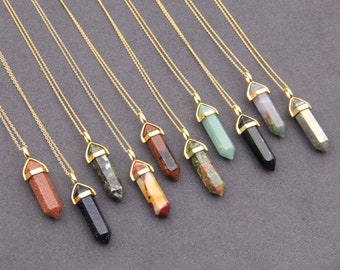 10 Kinds Of Stone Necklace,Goldstone/Mookaite/Green Aventurine/Pyrite/Obsidian/India Agate/Unike Gemstone Pendant,Wholesale Jewelry Pendant.