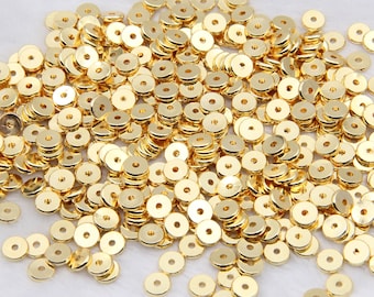 6X1MM/8X1MM Flat Rondelle Gold Disc,Plated 24K Copper Disc,Heishi Spacers Disc Bead,Wholesale Disc Beads,For Jewelry Making Copper Disc Bead