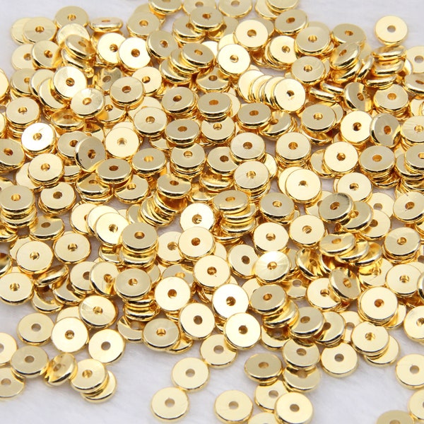 6X1MM/8X1MM Flat Rondelle Gold Disc,Plated 24K Copper Disc,Heishi Spacers Disc Bead,Wholesale Disc Beads,For Jewelry Making Copper Disc Bead