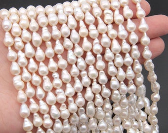 7~8x10~16mm Freshwater Pearl Beads,Natural White Pearl Beads.Seed Loose Pearl Full Strand Beads,Drop Water Shape Pearl Beads,Wholesale Pearl
