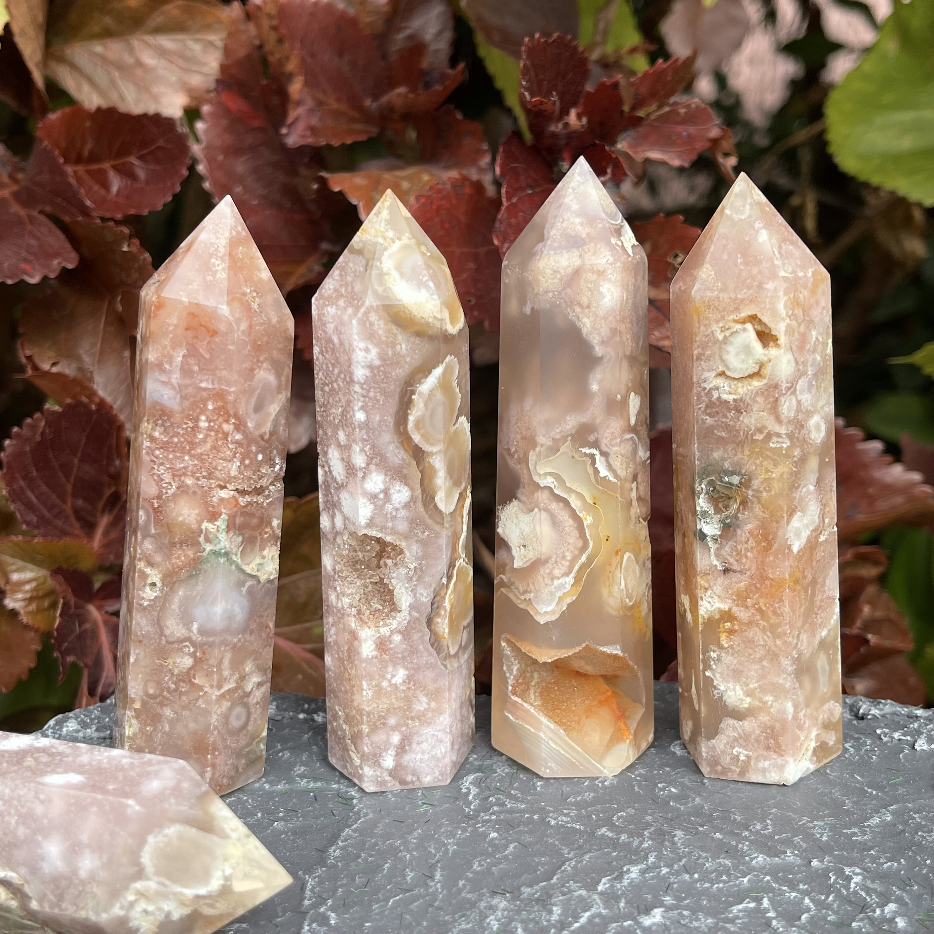 桜瑪瑙 フラワーアゲート タワー (クォーツ) Cherry Blossom Agate Tower,healing Crystal Tower,quartz Point