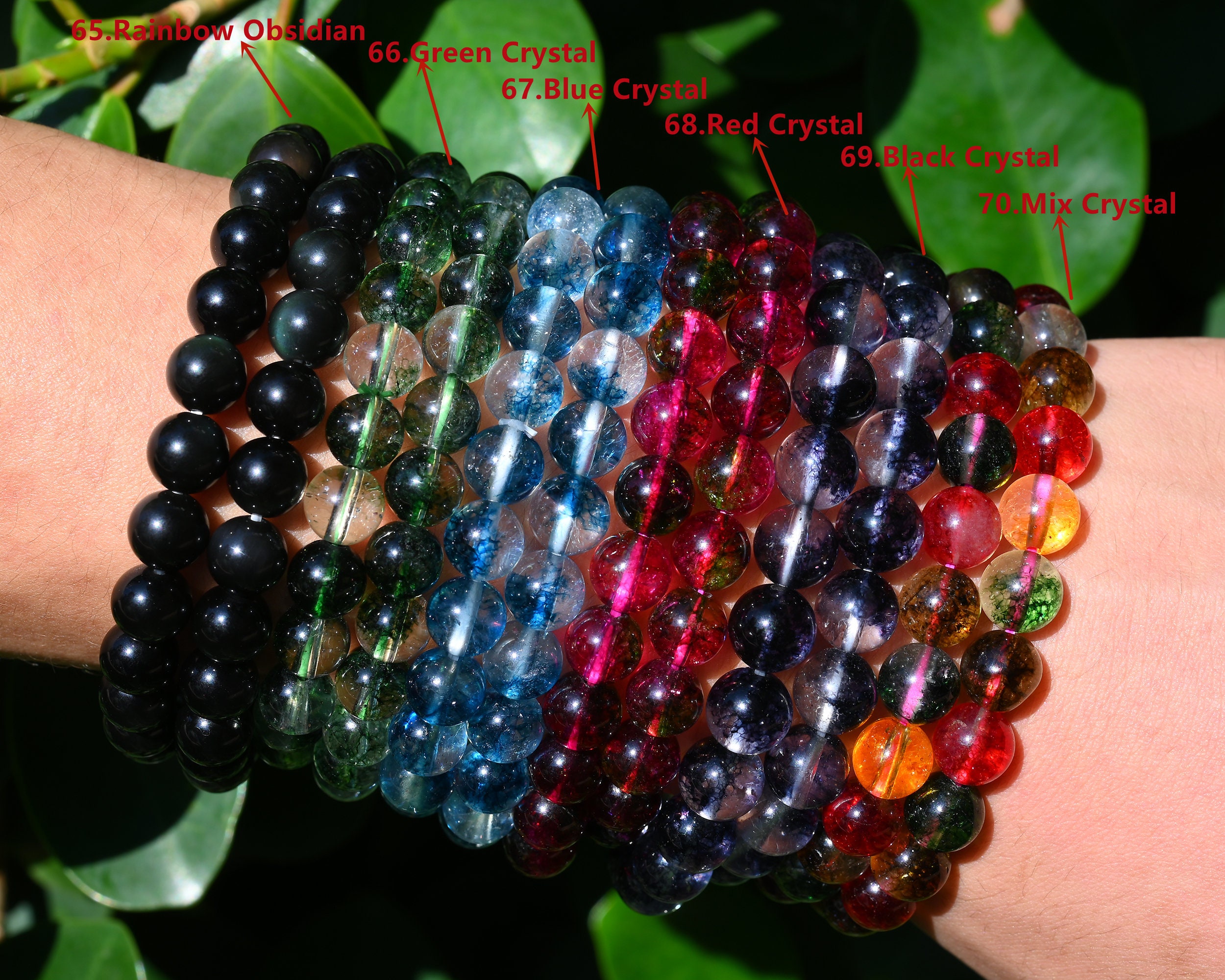 6mm/8mm Natural Crystal Obsidienne couple transfert perles bracelet perles bracelets 