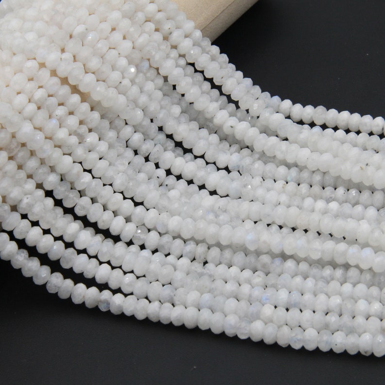 Rainbow Moonstone Faceted Rondelle Beads,4X6mm/5x8mm Moonstone Rondelle Beads,Loose Gemstone Beads,Good Quality Moonstone Rondelle Beads. image 4