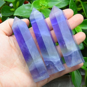 4‘’ Purple Fluorite Tower,Crystal Tower,Healing Crystal Tower/Wand,Home Decor,Reiki Chakra Healing Crystal Tower Decor.For Gift
