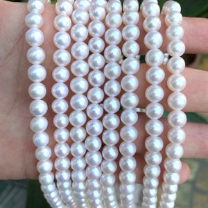 AAAA 6~7mm Round Pearl Beads,Bright Polish White Freshwater Pear Beads,Natural Freshwater Round Beads,Top Quality Pearl Beads,Loose Pearl.