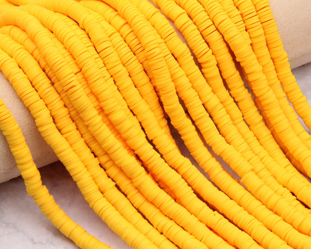 6mm Vinyl Heishi Disc Beads,yellow Vinyl Beads,polymer Clay Summer