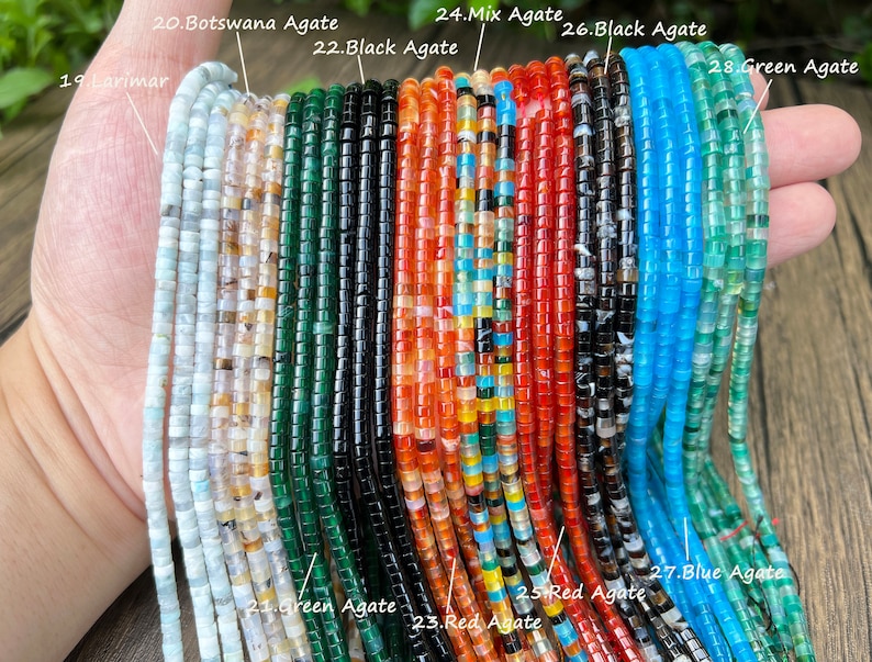 Perles HeiShi en pierres précieuses naturelles, perles rondelles 2x3 mm/2x4 mm, améthyste/quartz rose/cristal/amazonite. Plus de choix de perles HeiShi, pour la fabrication de bijoux. image 4