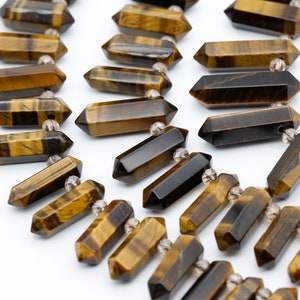 Natural Tiger Eyes Stone Tower Beads,Double Obelisk Tiger Eyes Stone Beads,Good Quality Tiger Eyes Stone,Top Drilled Crystals Gemstone Beads