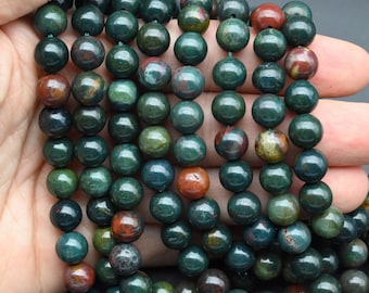 Cuentas redondas de jaspe sangre natural, cuentas redondas lisas, cuentas sueltas para pulseras/collares/bisutería DIY. Cuentas redondas de 4 mm, 6 mm, 8 mm y 10 mm.
