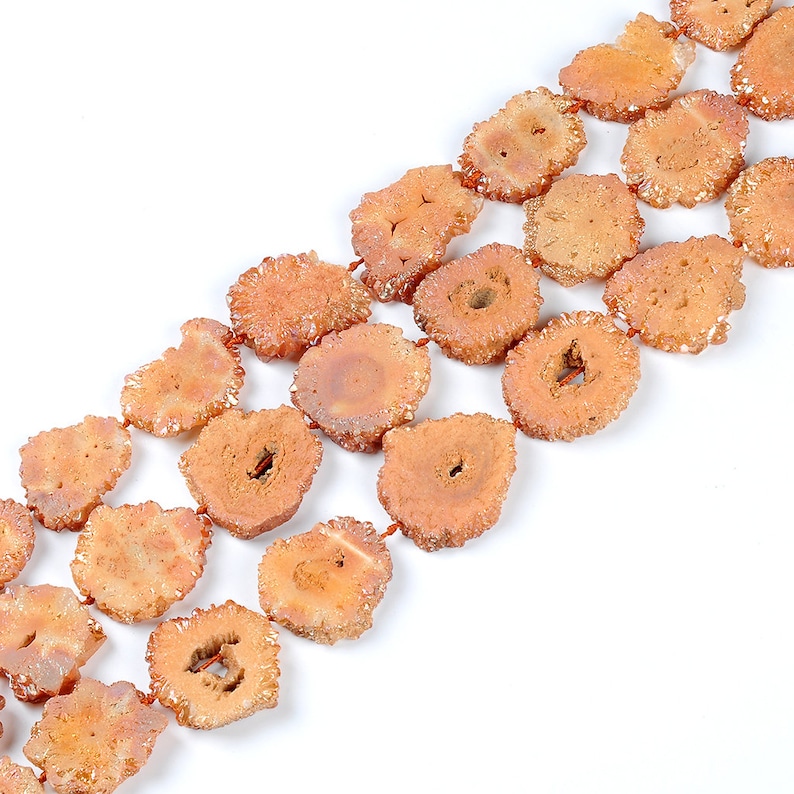 Druzy Beads.Natural Druzy Agate Beads.Orange Druzy Beads.High Quality Druzy Beads.Middle Drilled Druzy Beads.Beautiful Druzy Agate Beads!