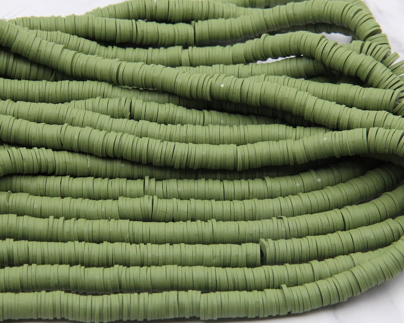 4mm6mm8mm Vinyl Heishi Beads,Green Vinyl Beads,Polymer Clay African Vinyl Disc Beads,Wholesale Vinyl Heishi DIY Making Jewelry Beads.