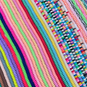 6mm 51 Colors Chunky Heishi Beads,Polymer Clay HeiShi Beads,Vinly Heishi Disc Beads,For Jewelry/Bracelet Making Beads,105 Pieces/Per Strand.