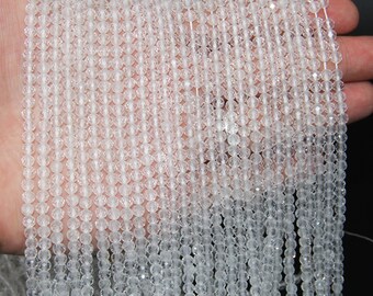 Genuine Clear Crystals Faceted Round Beads,Quartz Gemstone Beads.2mm 3mm 4mm Semi Precious Stone Faceted Beads,Natural Crystals Quartz Beads