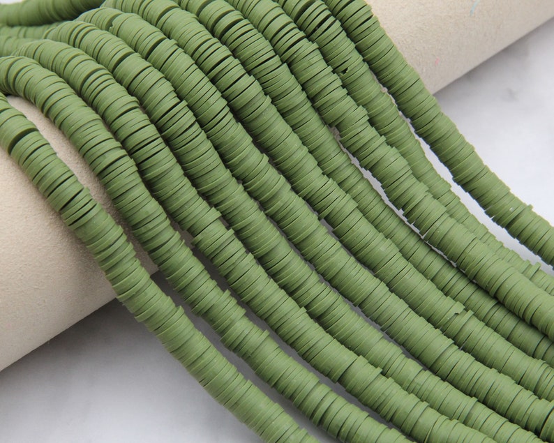 4mm6mm8mm Vinyl Heishi Beads,Green Vinyl Beads,Polymer Clay African Vinyl Disc Beads,Wholesale Vinyl Heishi DIY Making Jewelry Beads.