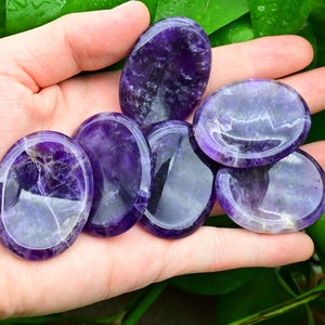 Natural Amethyst Worry Stone,Healing Worry Stone,Chakra Worry Stone,Size 35x45MM