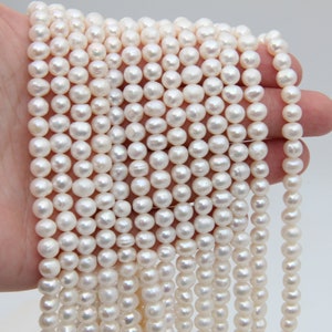 6~7mm Round Potato Pearl Beads,Small Pearl Beads,Freshwater Pearl Necklaces Beads,Genuine White Pearl Beads,Fresh Water Pearl Wholesale Bead