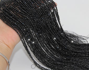 Natural Bright Spinel Faceted Round Beads,Black Spinel Loose Beads,Semi Precious Gemstone Beads,2mm 3mm 4mm Faceted Round Genuine Gemstone.